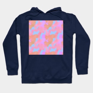 Watercolor pink orange on baby blue background Hoodie